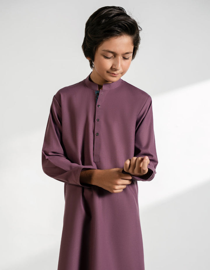 Polyester Plum Shalwar Kameez - J. Junaid Jamshed