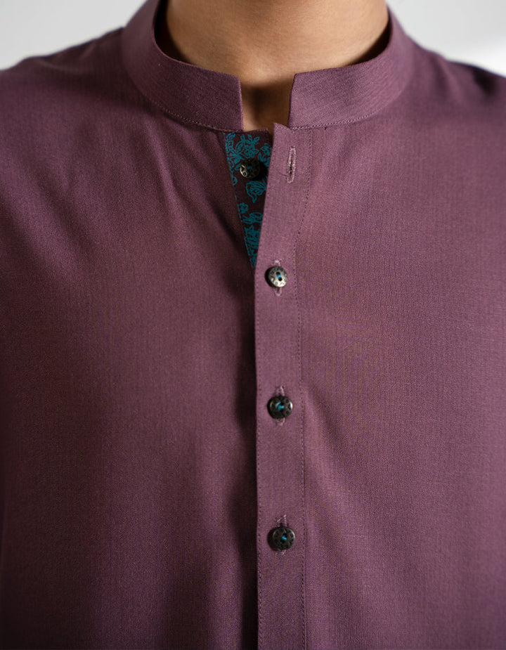 Polyester Plum Shalwar Kameez - J. Junaid Jamshed