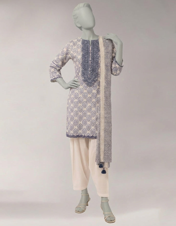 Lawn Multicolor Unstitched Suit - J. Junaid Jamshed