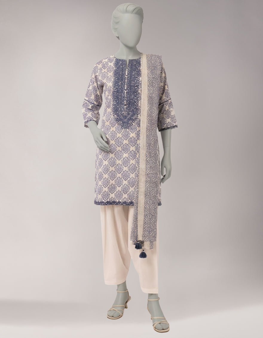 Lawn Multicolor Unstitched Suit - J. Junaid Jamshed