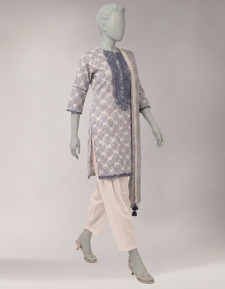 Lawn Multicolor Unstitched Suit - J. Junaid Jamshed