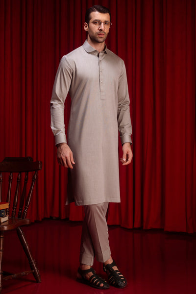 Cotton Light Olive Kurta Trouser - J. Junaid Jamshed