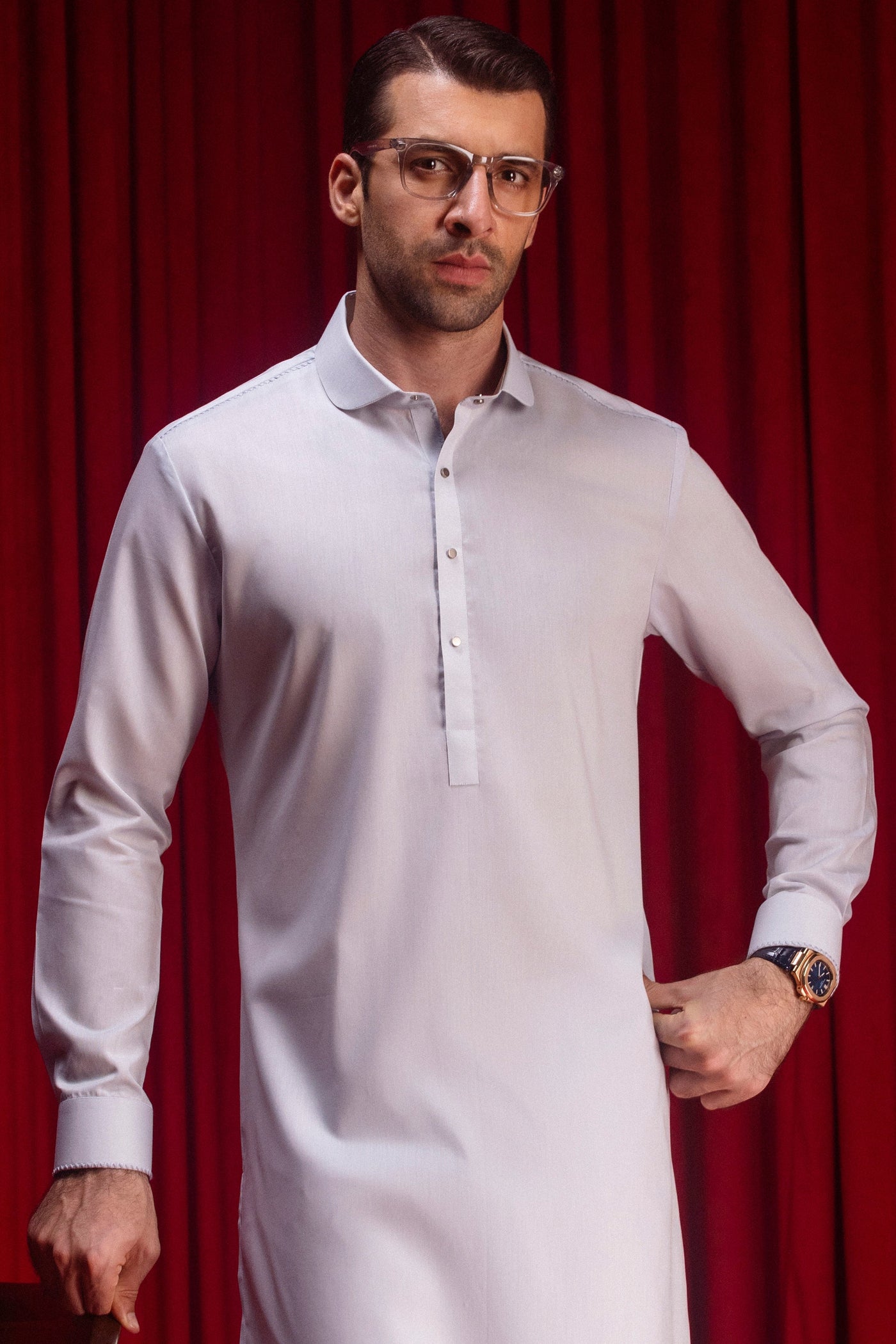 Cotton Sky Blue Kurta Trouser - J. Junaid Jamshed