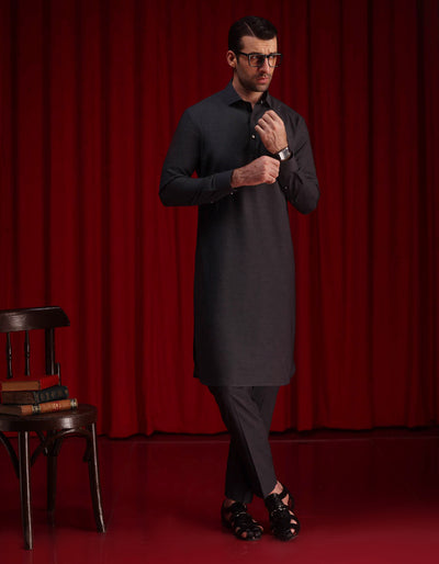 Cotton Charcoal Shalwar Kameez - Cast & Crew