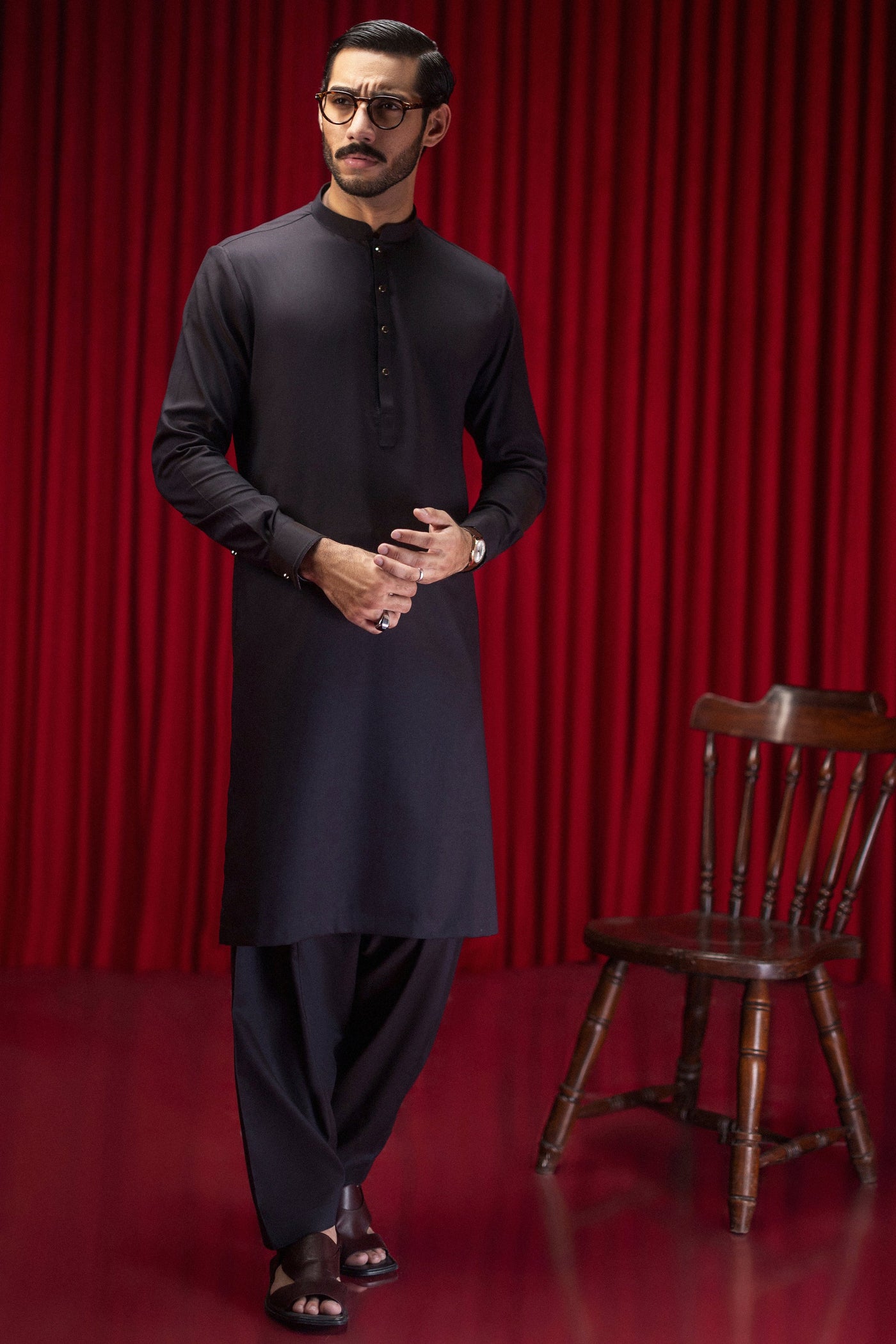 Cotton Deep Plum Shalwar Kameez - J. Junaid Jamshed