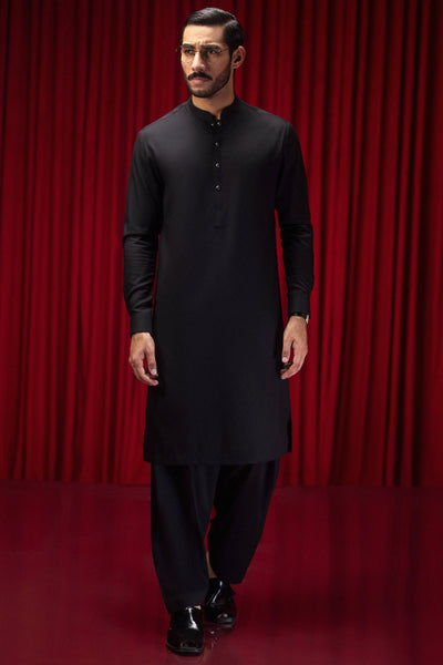 Cotton Black Shalwar Kameez - J. Junaid Jamshed