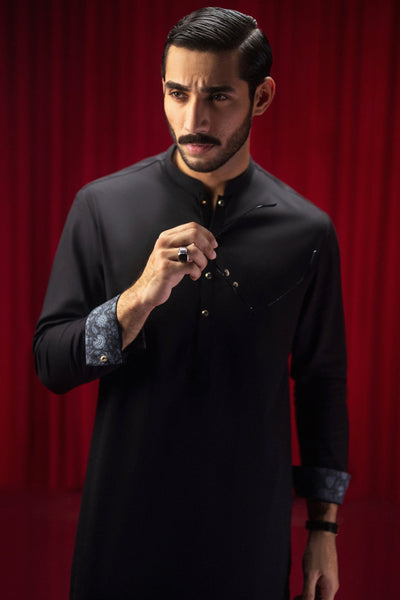 Cotton Black Shalwar Kameez - J. Junaid Jamshed