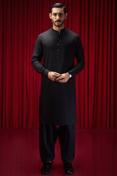 Cotton Black Shalwar Kameez - J. Junaid Jamshed