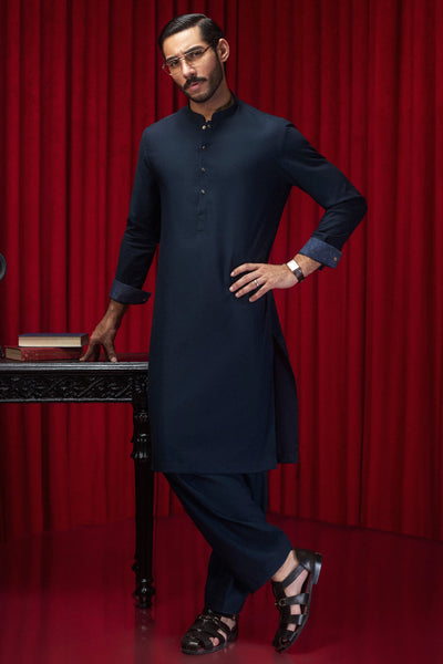 Cotton Teal Shalwar Kameez - J. Junaid Jamshed