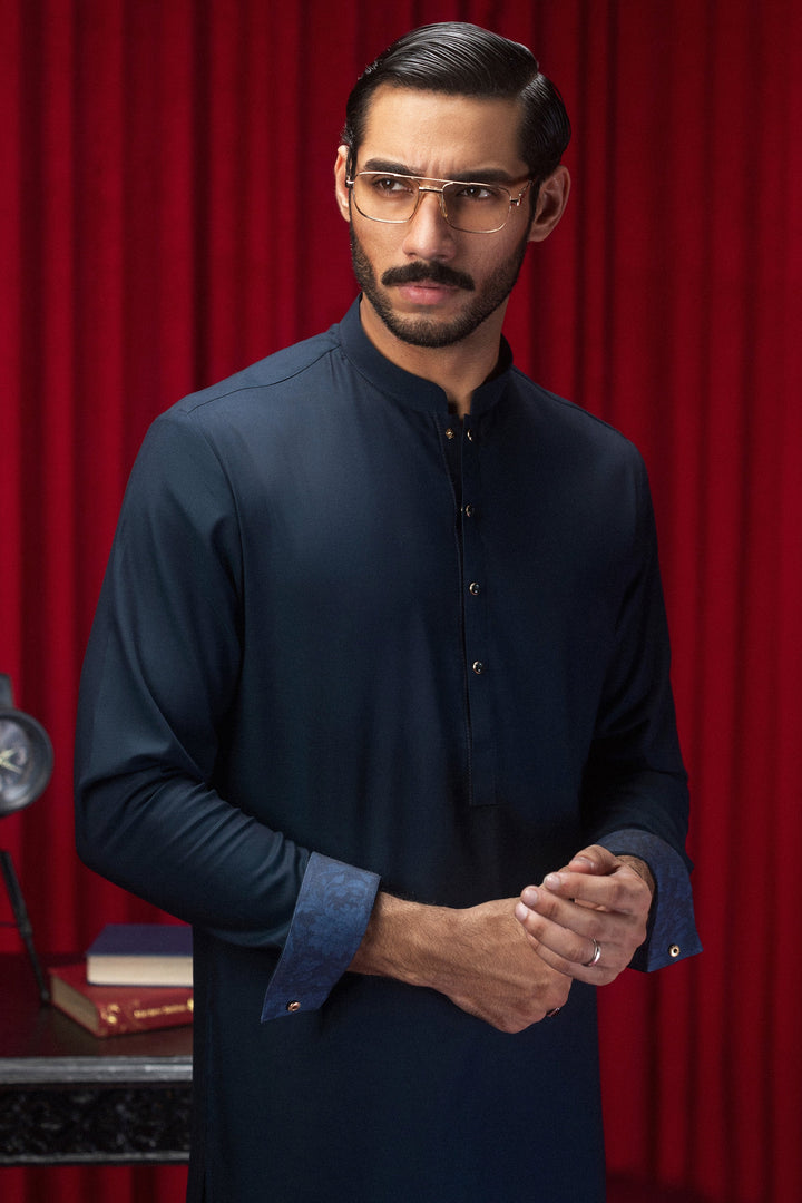 Cotton Teal Shalwar Kameez - J. Junaid Jamshed