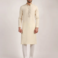 Polyester Cream Special Kurta - J. Junaid Jamshed