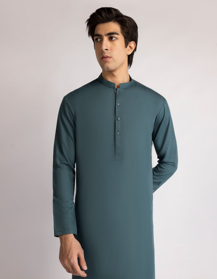 Blended Deep Green Shalwar Kameez - J. Junaid Jamshed
