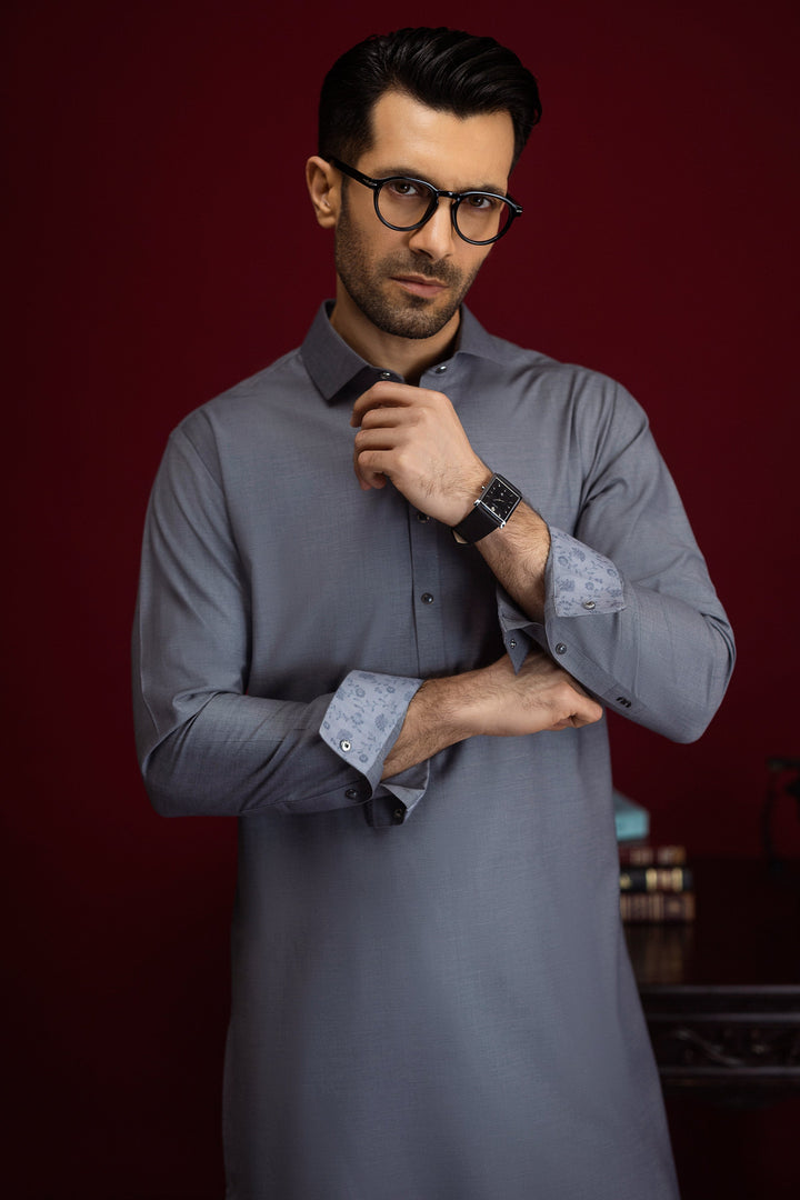 Blended Light Grey Shalwar Kameez - J. Junaid Jamshed