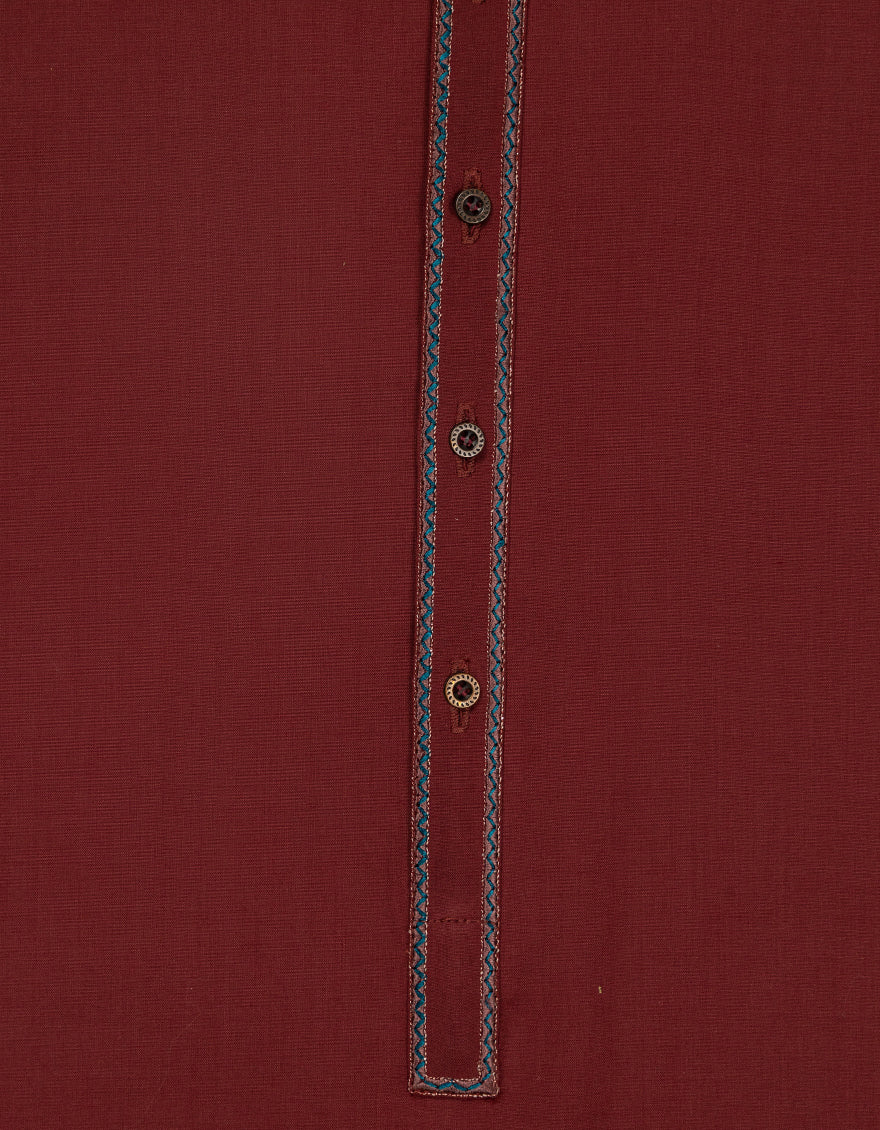 Blended Maroon Kurta Trouser - J. Junaid Jamshed