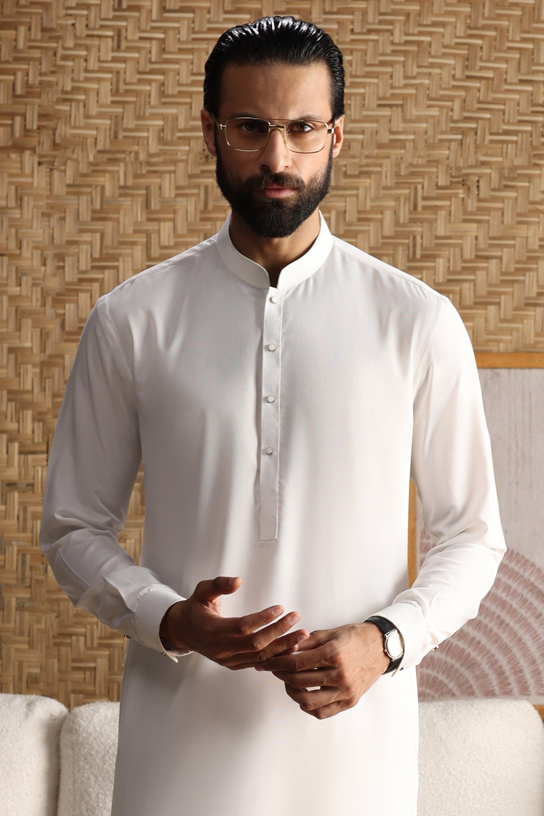 Blended White Shalwar Kameez - J. Junaid Jamshed