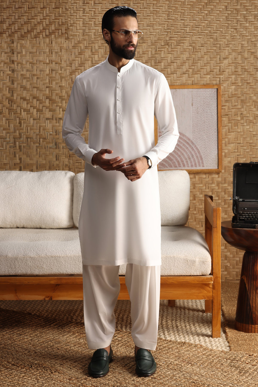 Blended White Shalwar Kameez - J. Junaid Jamshed