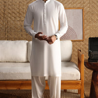 Blended White Shalwar Kameez - J. Junaid Jamshed