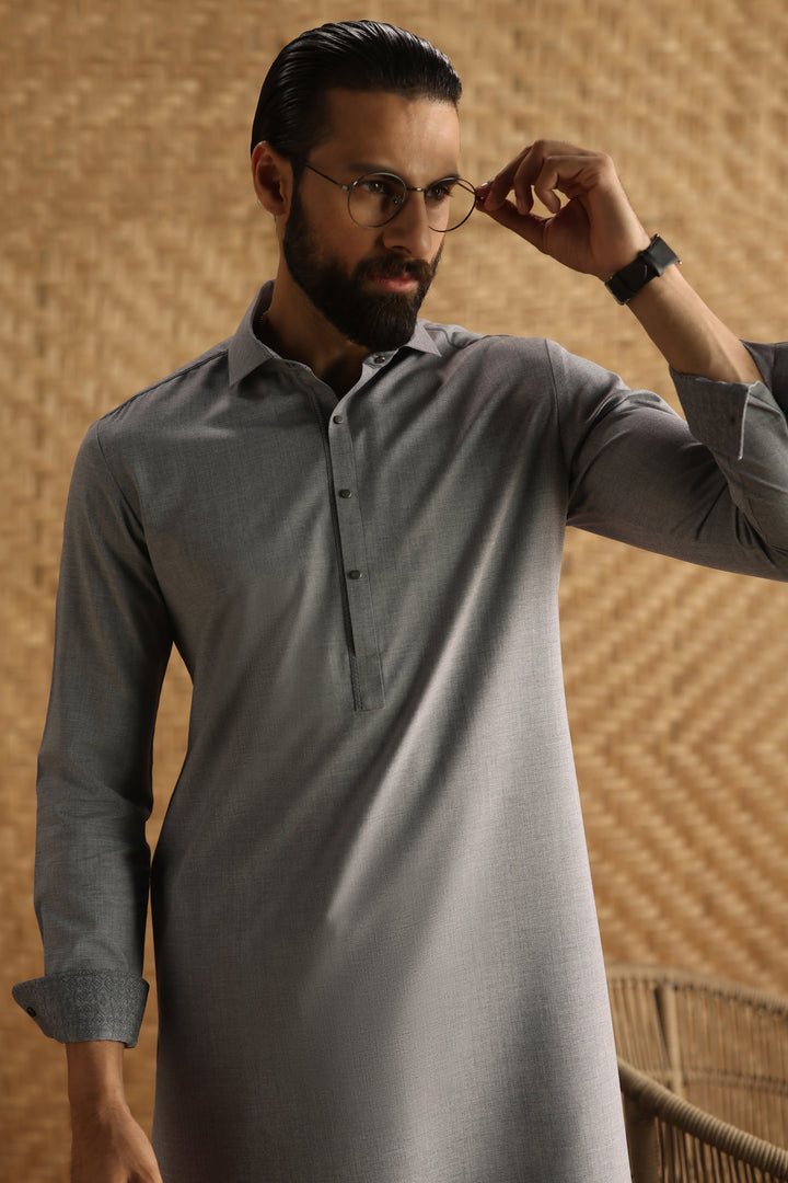 Blended Light Heather Shalwar Kameez - J. Junaid Jamshed