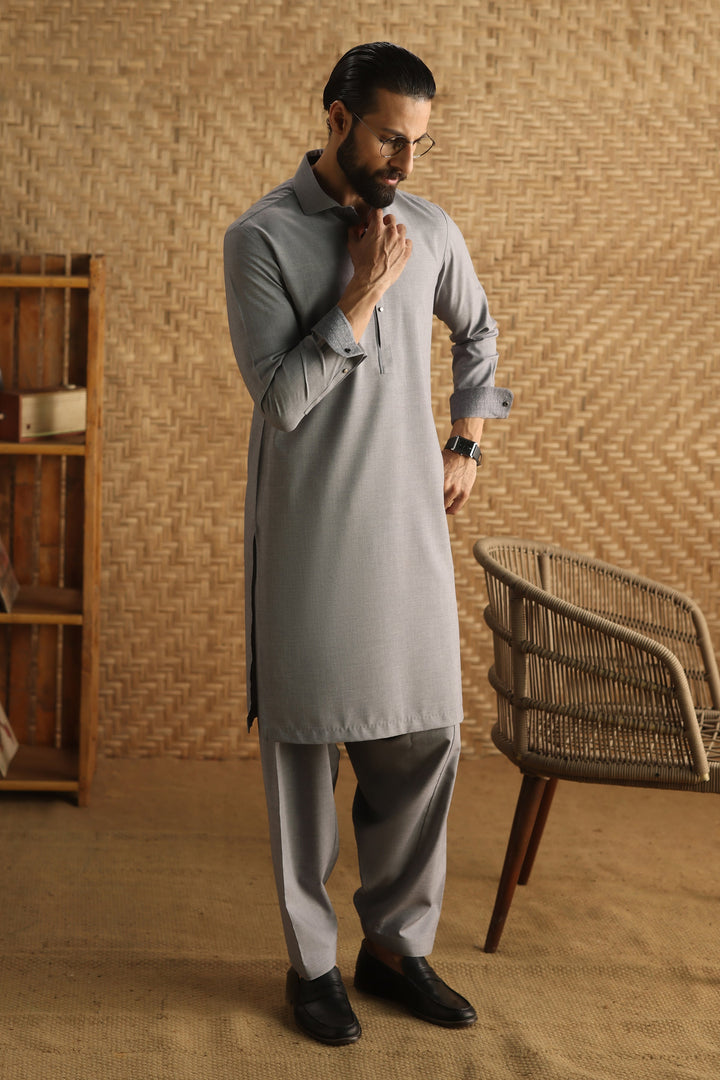 Blended Light Heather Shalwar Kameez - J. Junaid Jamshed