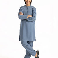 Blended Light Blue Kurta Trouser - J. Junaid Jamshed