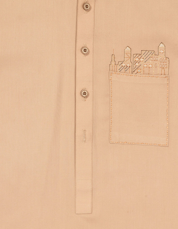 Blended Peach Kurta Trouser - J. Junaid Jamshed