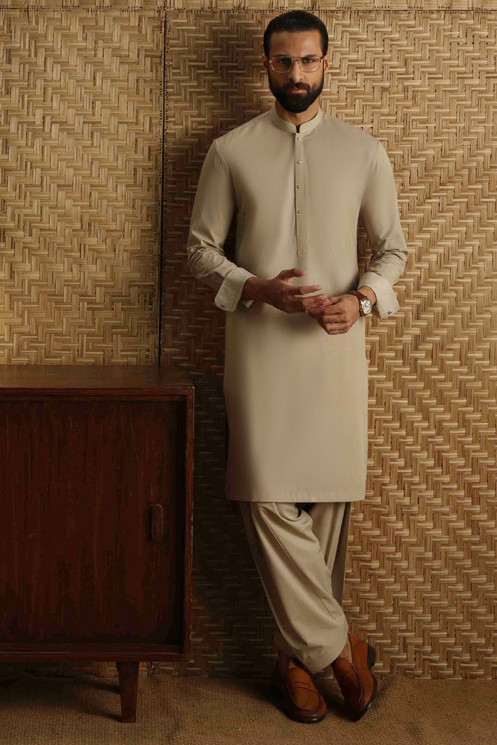 Blended Light Khaki Shalwar Kameez- Cast & Crew