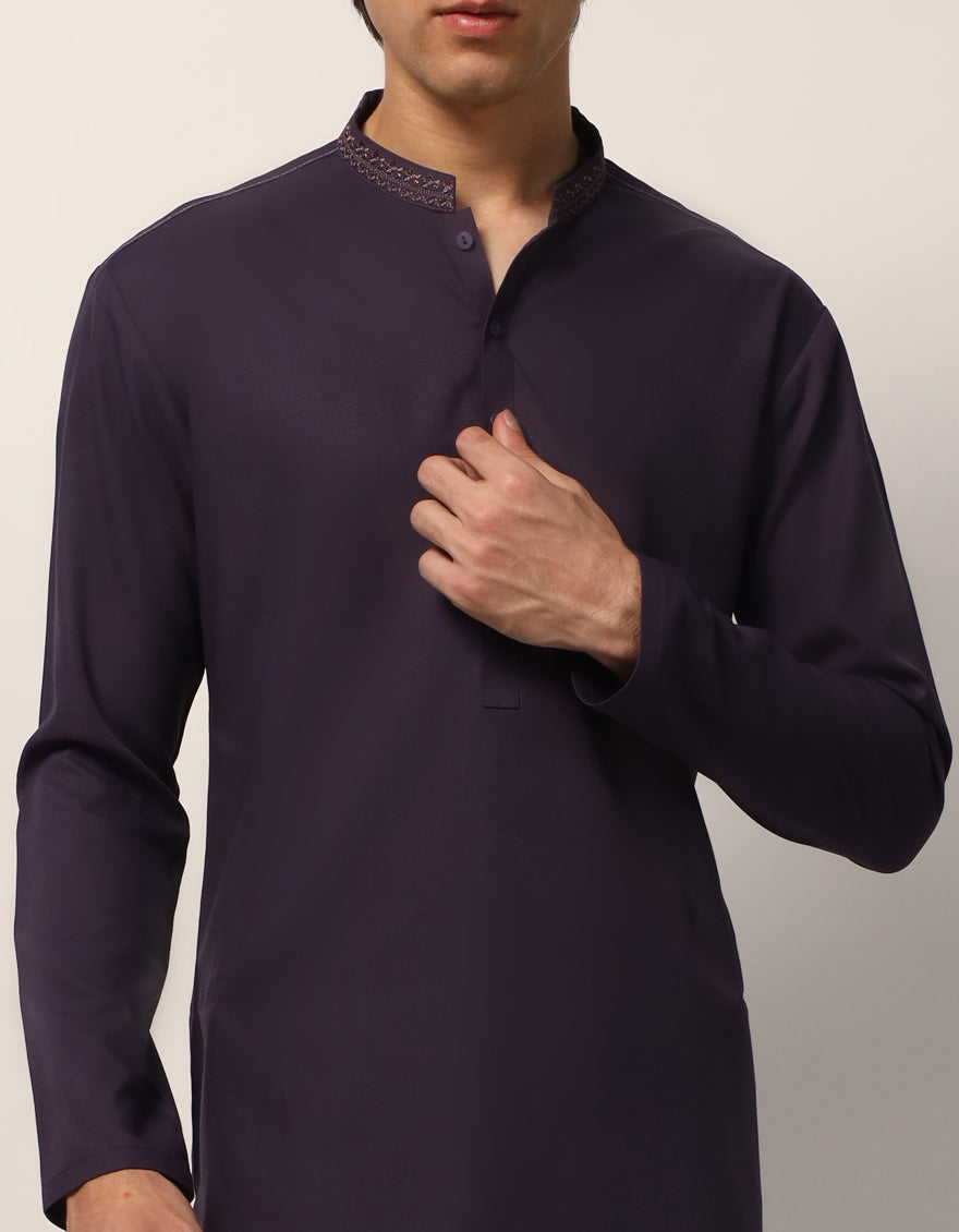 Blended Purple Kurta Trouser - J. Junaid Jamshed