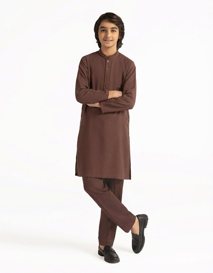 Blended Brown Kurta Trouser - J. Junaid Jamshed