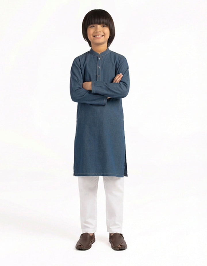 Cotton Blue Kurta - J. Junaid Jamshed