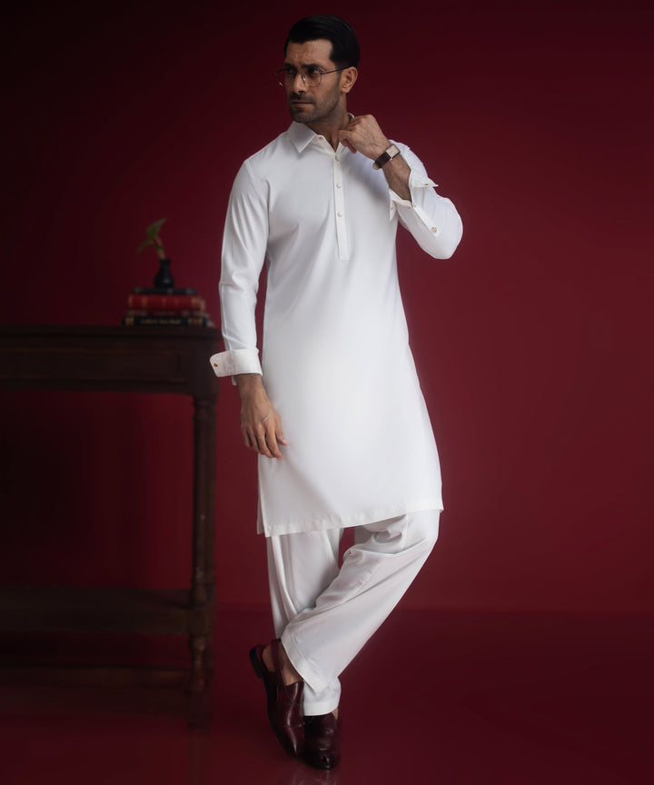 Blended Off White Shalwar Kameez - J. Junaid Jamshed