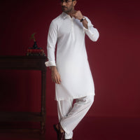 Blended Off White Shalwar Kameez - J. Junaid Jamshed