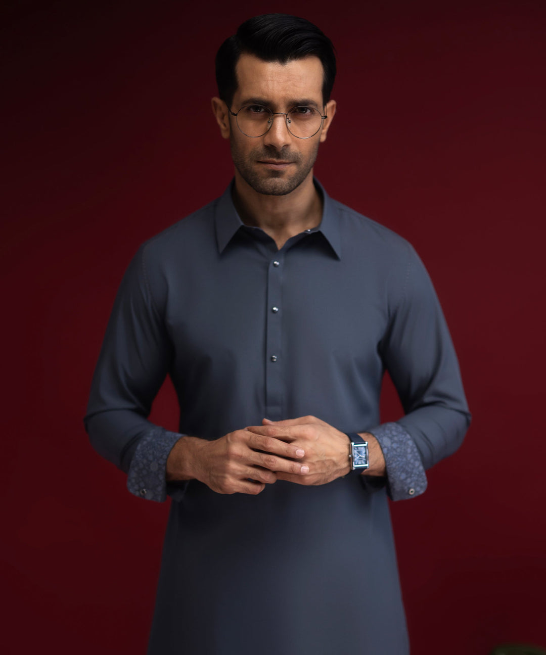 Blended Marled Blue Shalwar Kameez - Cast & Crew