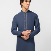 Polyester Dull Blue Kurta Trouser - J. Junaid Jamshed