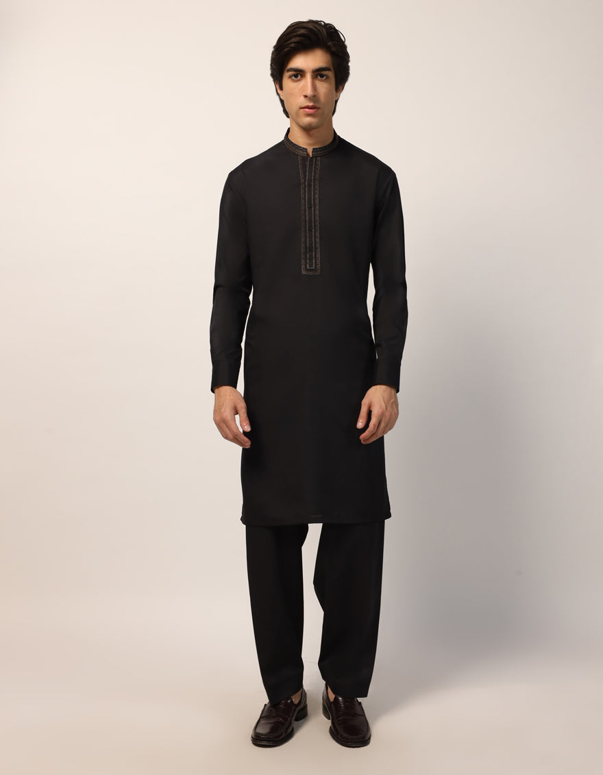 Polyester Black Shalwar Kameez - J. Junaid Jamshed