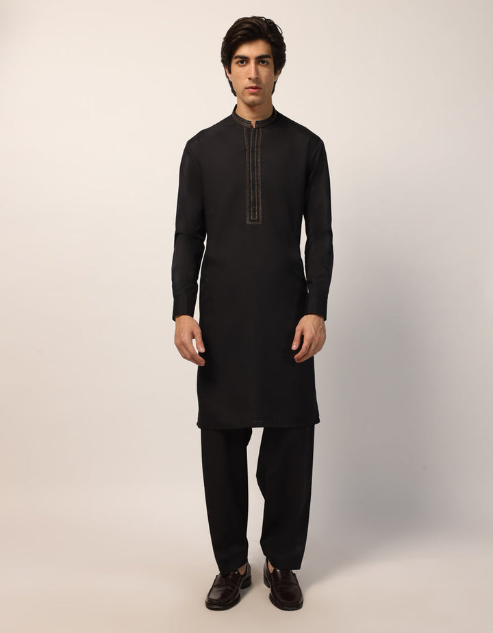 Polyester Black Shalwar Kameez - J. Junaid Jamshed