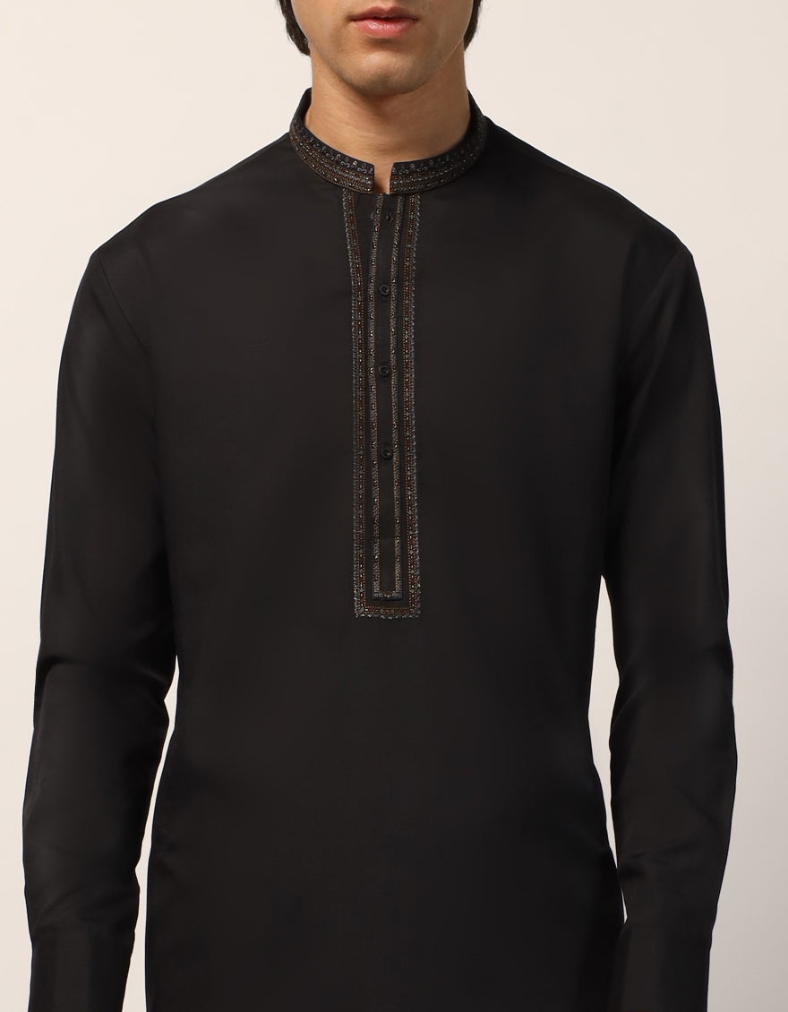 Polyester Black Shalwar Kameez - J. Junaid Jamshed