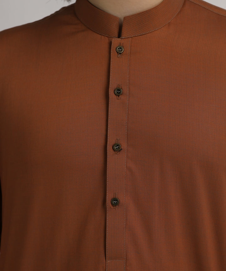 Blended Rust Kurta Trouser - J. Junaid Jamshed