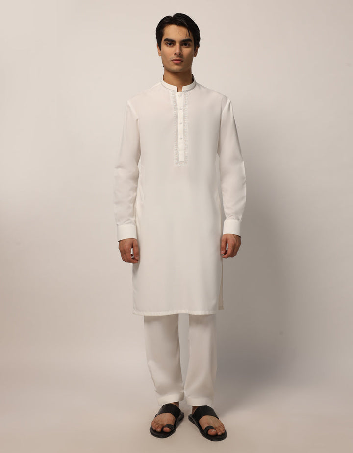 Polyester White Kurta Trouser - J. Junaid Jamshed