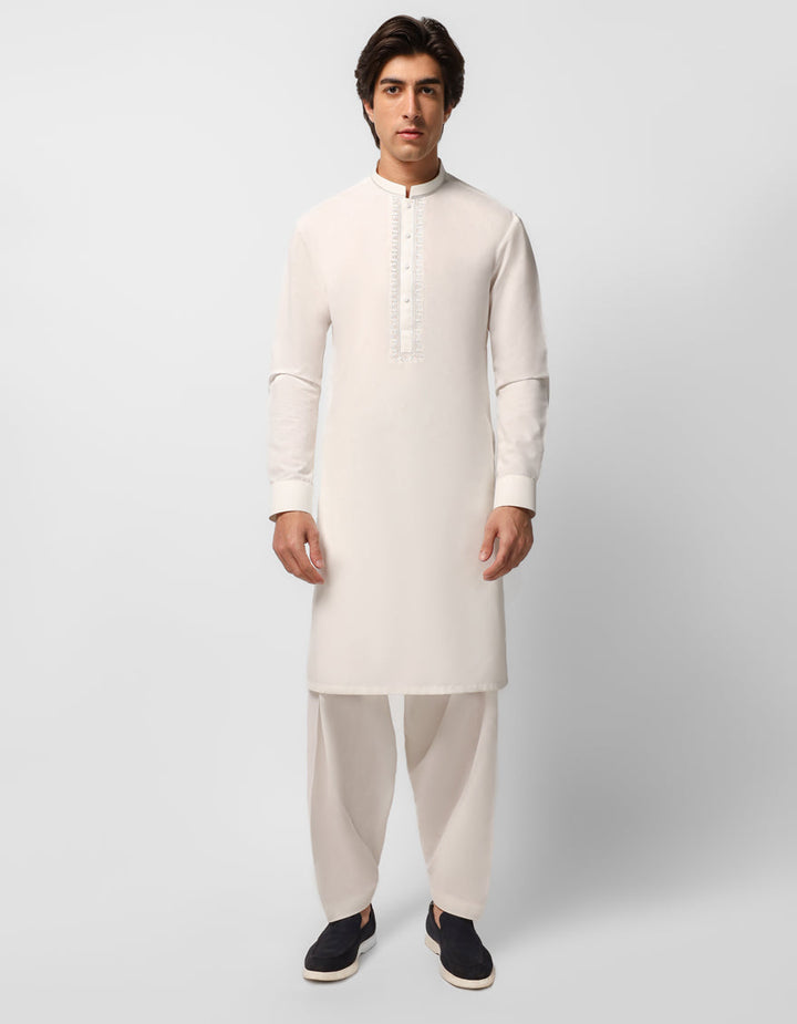 Polyester White Shalwar Kameez - J. Junaid Jamshed