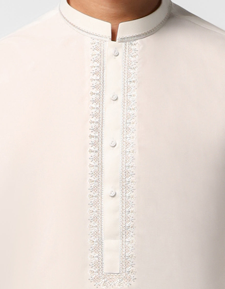 Polyester White Shalwar Kameez - J. Junaid Jamshed