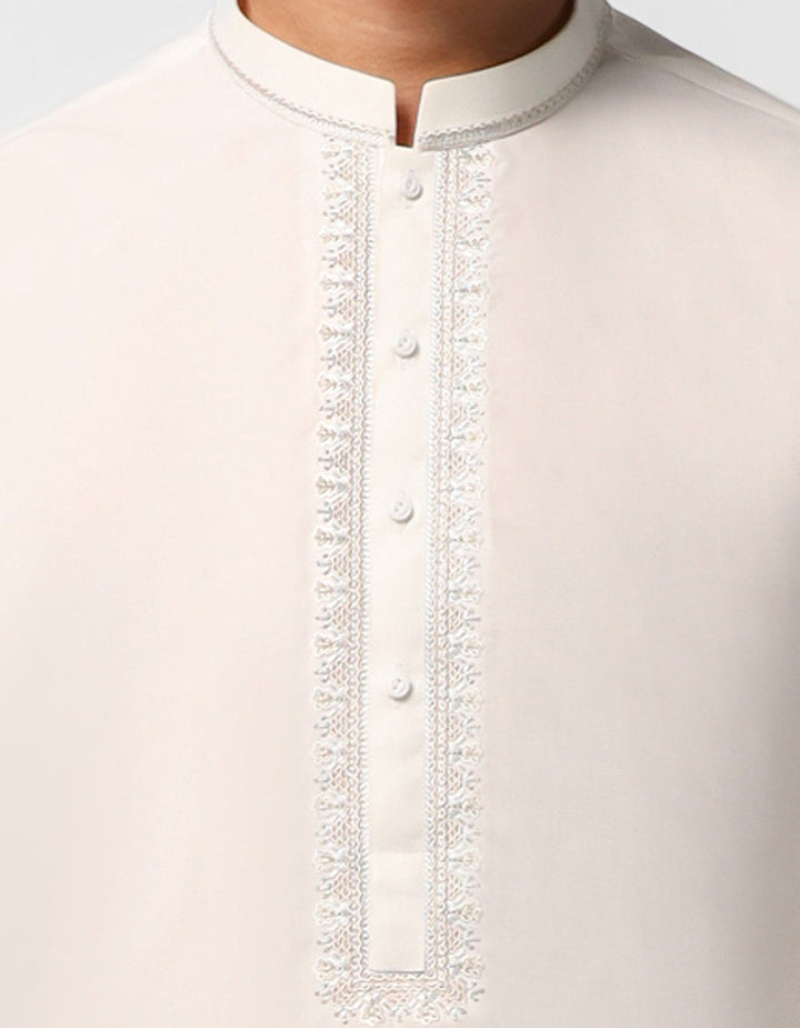 Polyester White Shalwar Kameez - J. Junaid Jamshed