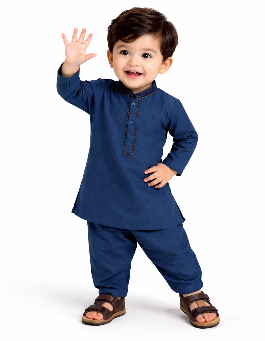 Blended Blue Shalwar Kameez - J. Junaid Jamshed