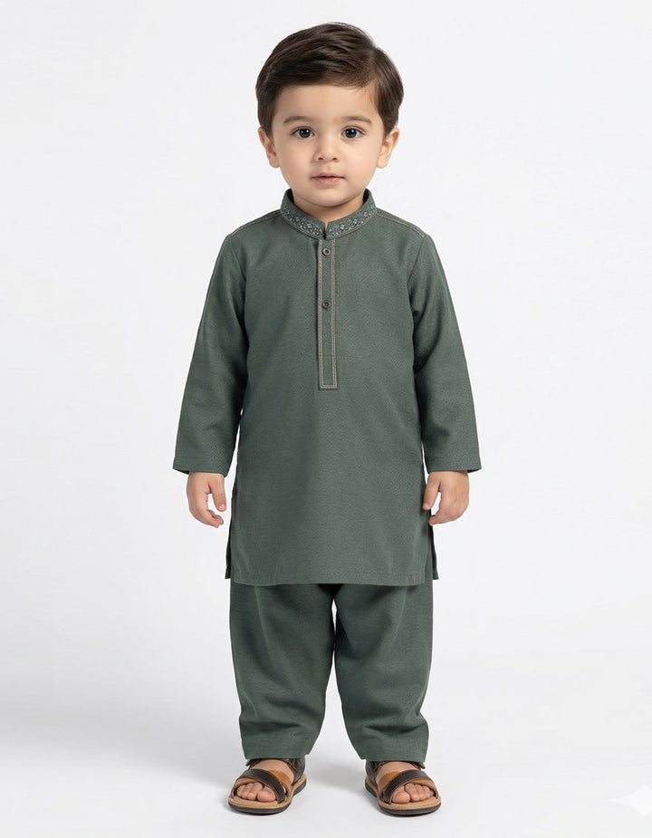 Blended Green Shalwar Kameez - J. Junaid Jamshed