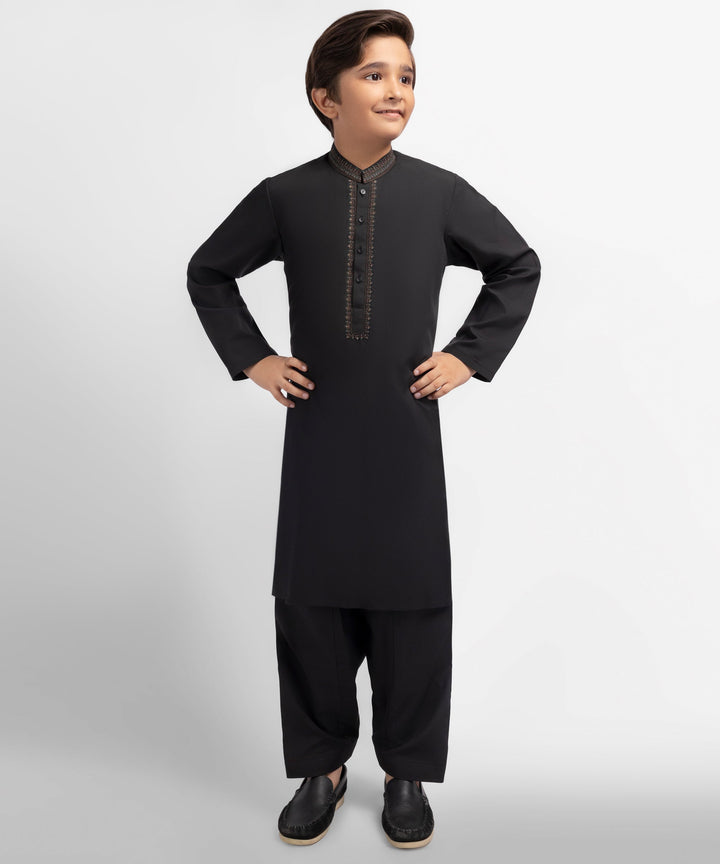 Blended Black Shalwar Kameez - J. Junaid Jamshed