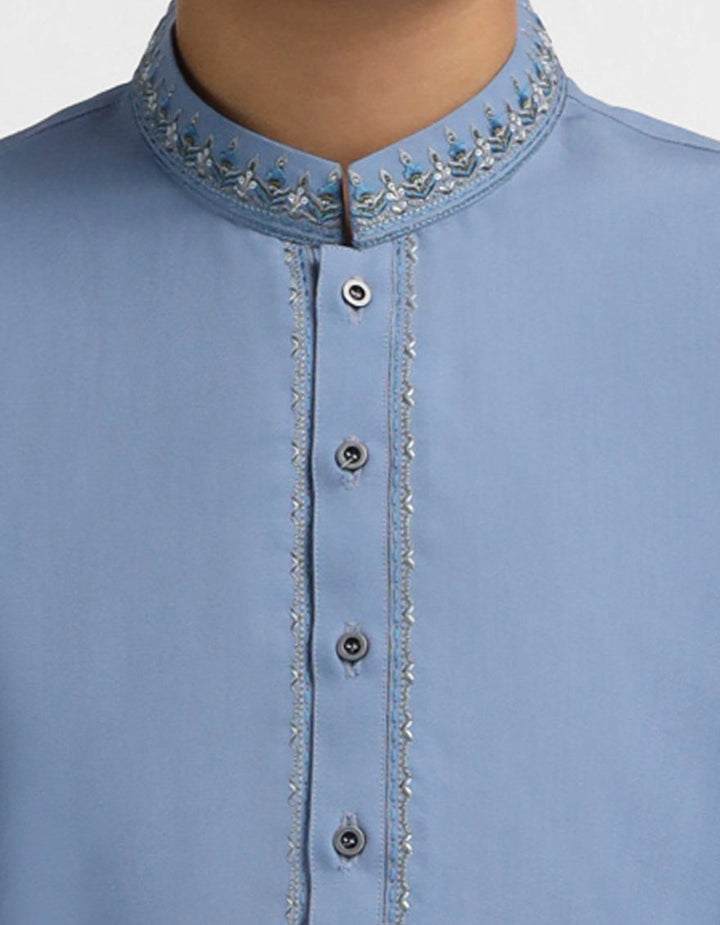 Blended Light Blue Kurta - J. Junaid Jamshed