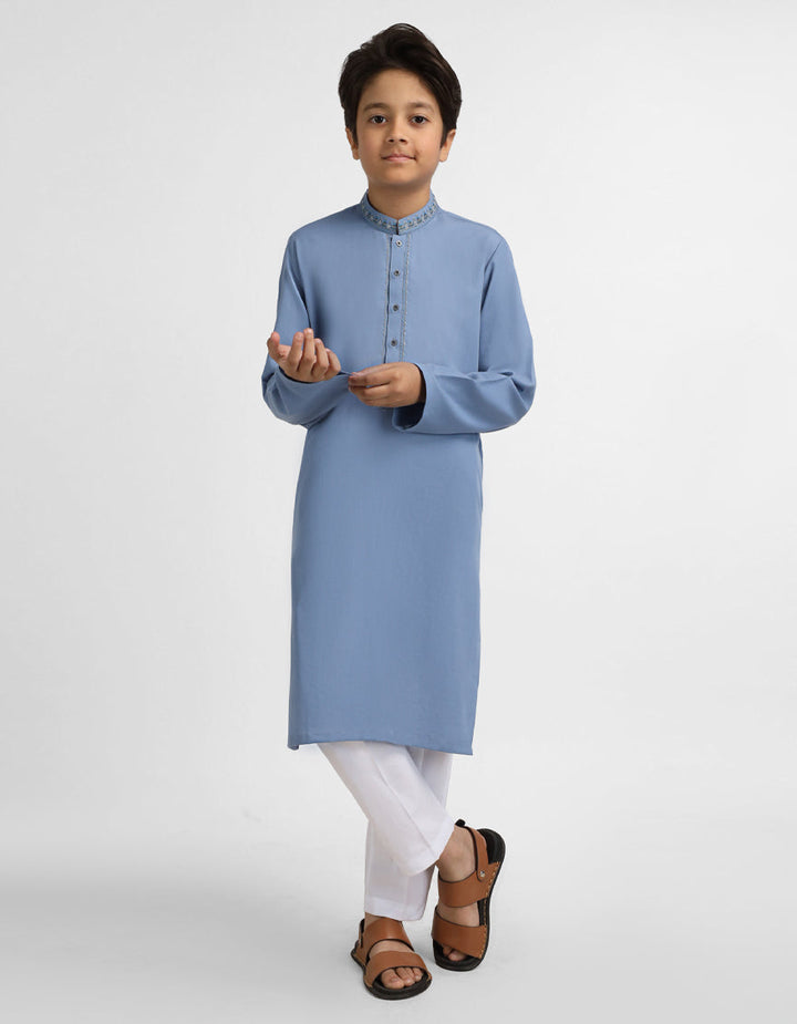 Blended Light Blue Kurta - J. Junaid Jamshed