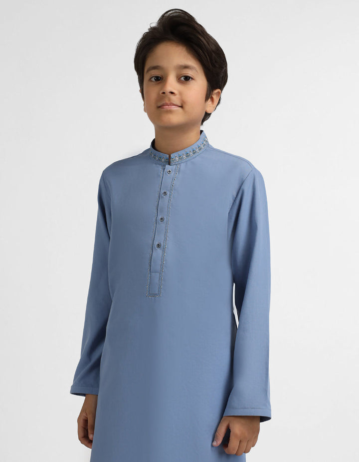 Blended Light Blue Kurta - J. Junaid Jamshed