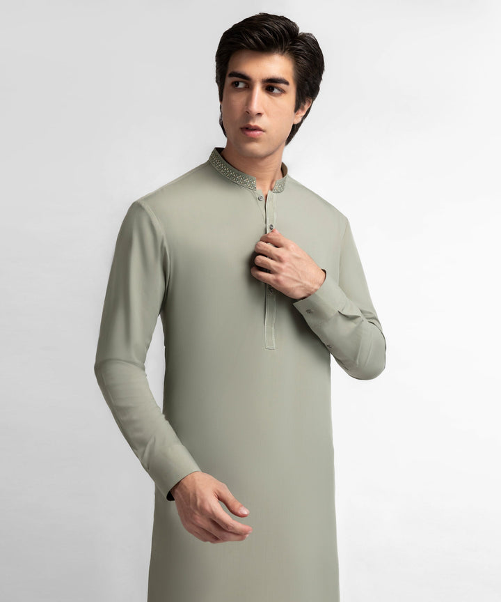 Blended Olive Kurta Trouser - J. Junaid Jamshed