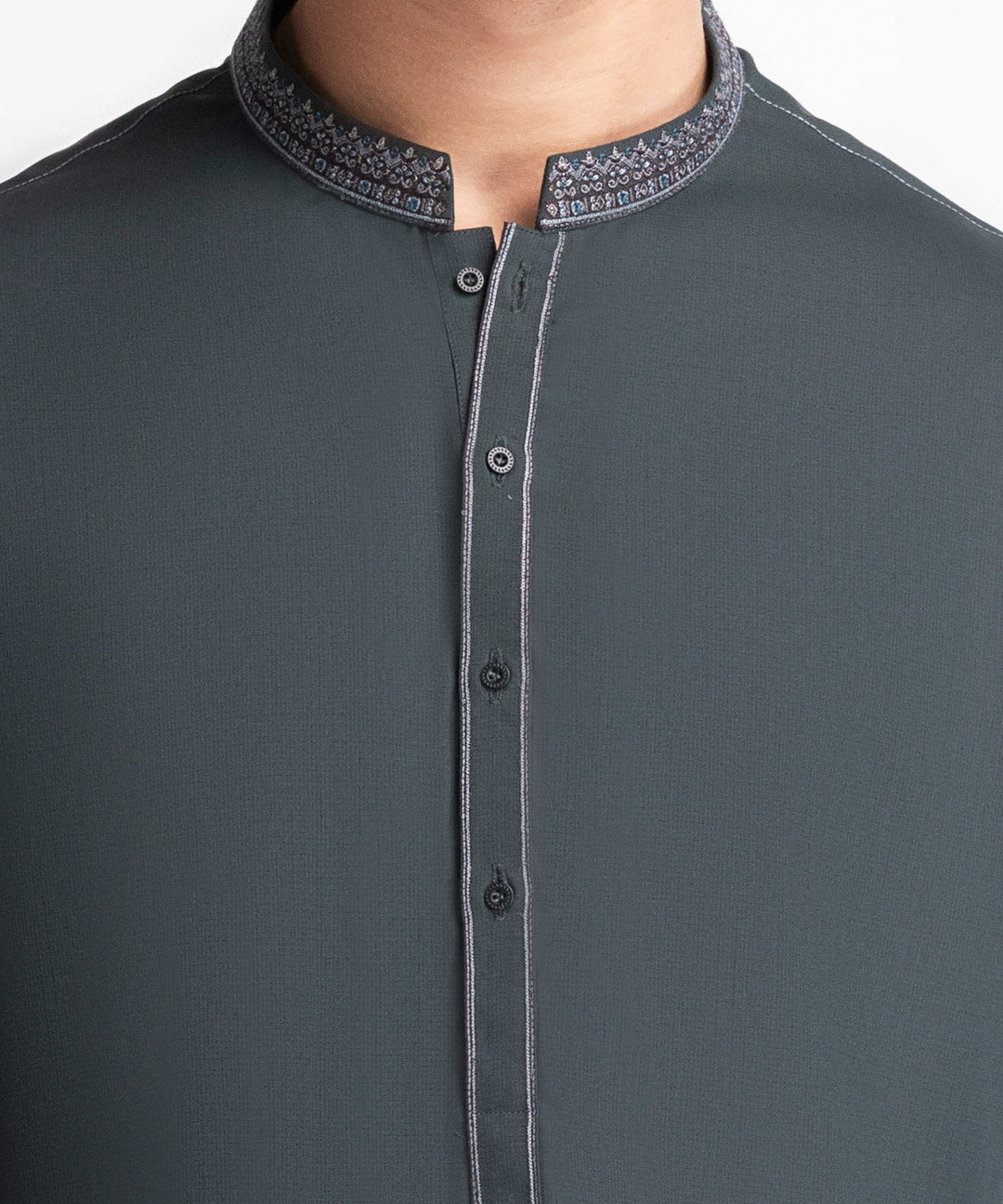 Blended Dark Green Shalwar Kameez - J. Junaid Jamshed