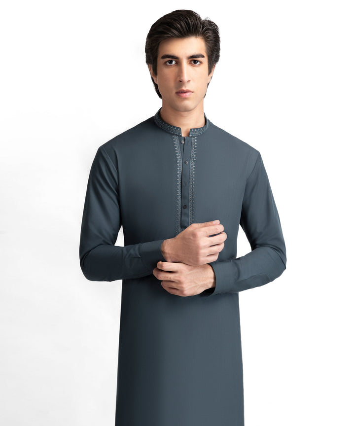 Blended Dark Green Shalwar Kameez - J. Junaid Jamshed